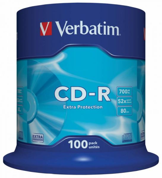 Диск CD-R Verbatim 700Mb 52x Cake Box (100шт)